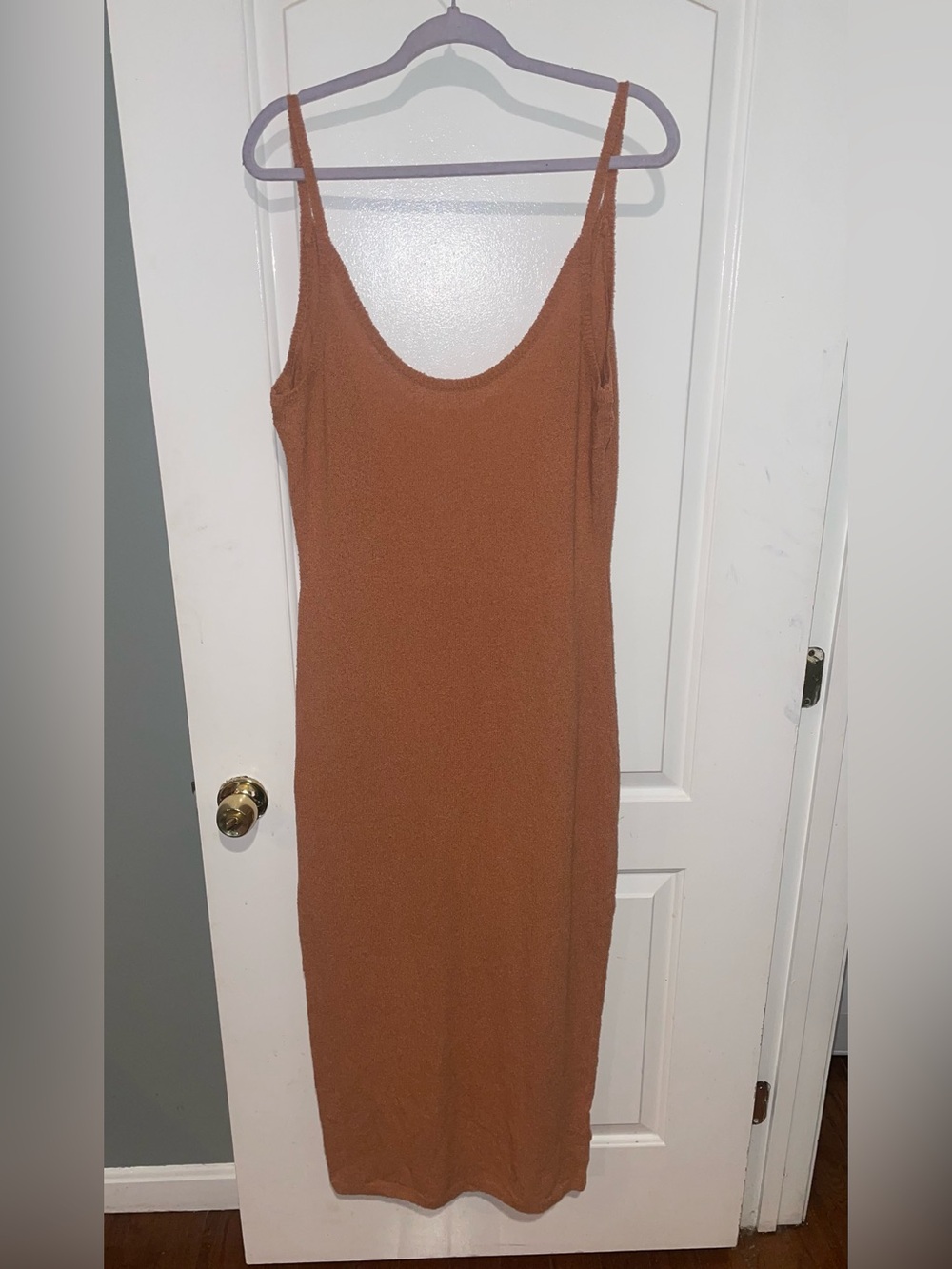 New! Tigerlily Panama Selma Boucle Knit Cotton Blend Midi Dress Camel🧡 sz 12 NWT - Picture 4 of 10